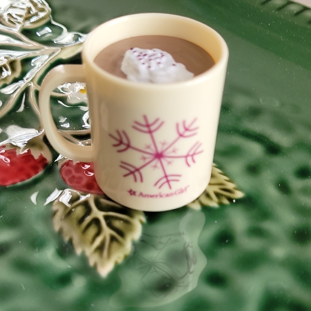 American Girl  MIA HOT COCOA Cup with Pink Snowflake Design